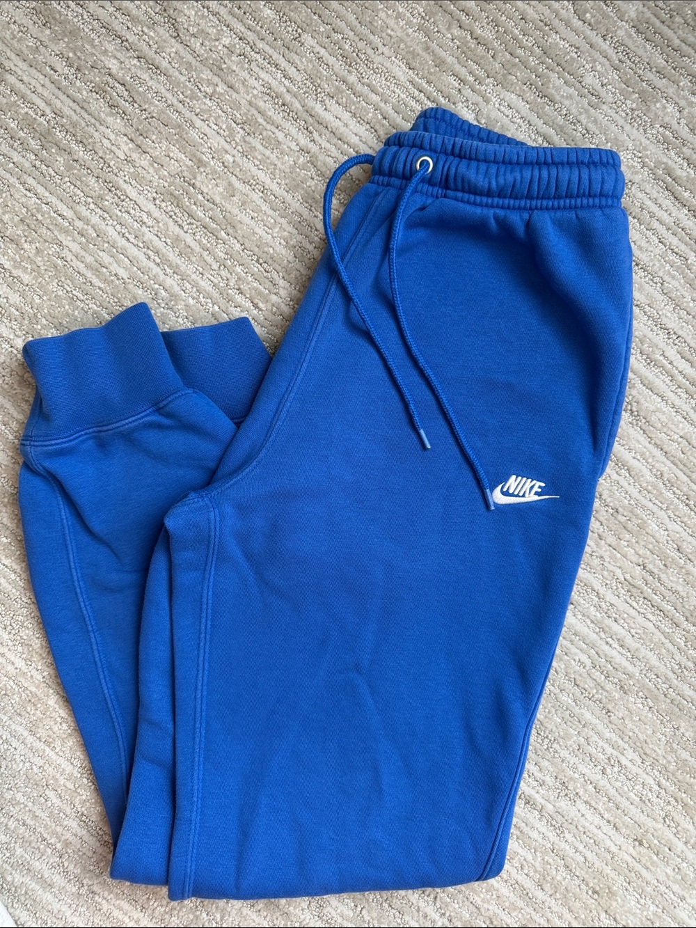 Nike Kids Blue Fleece Joggers with White Logo